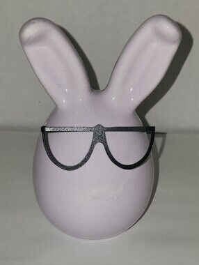 Lilac Bunny Figurine with Black Glasses - Home Holiday Decor